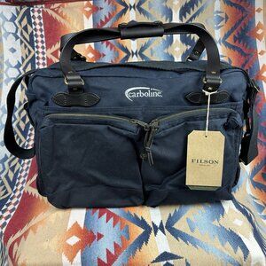 New Filson 48-Hour Tin Cloth Duffle Bag Made in USA Navy Blue Discontinued Logo